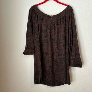 Just my size long sleeve brown & black floral top w/ accent buttons